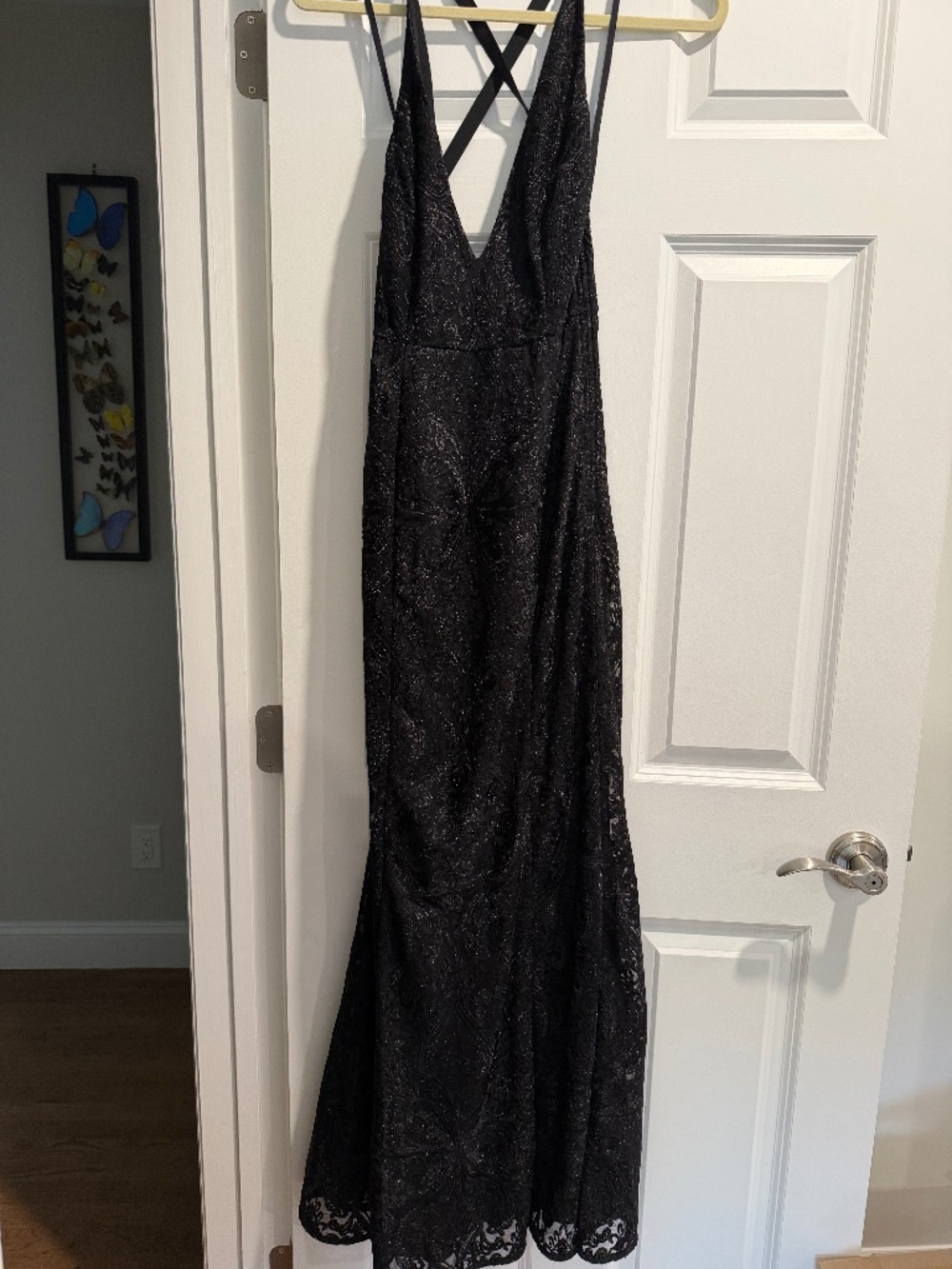 Free People Black Lace Plunge Maxi Gown – Size 0